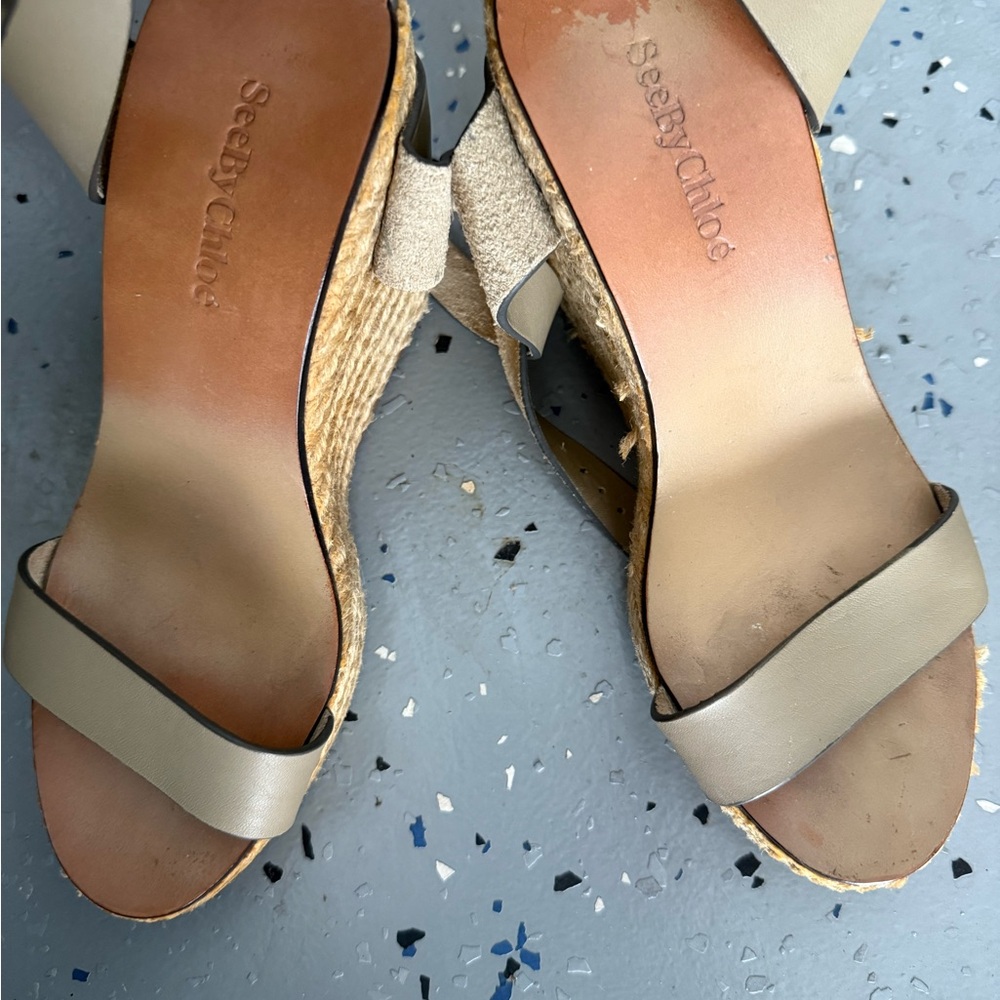 See By Chloe Women's Gray Wedge Sandals